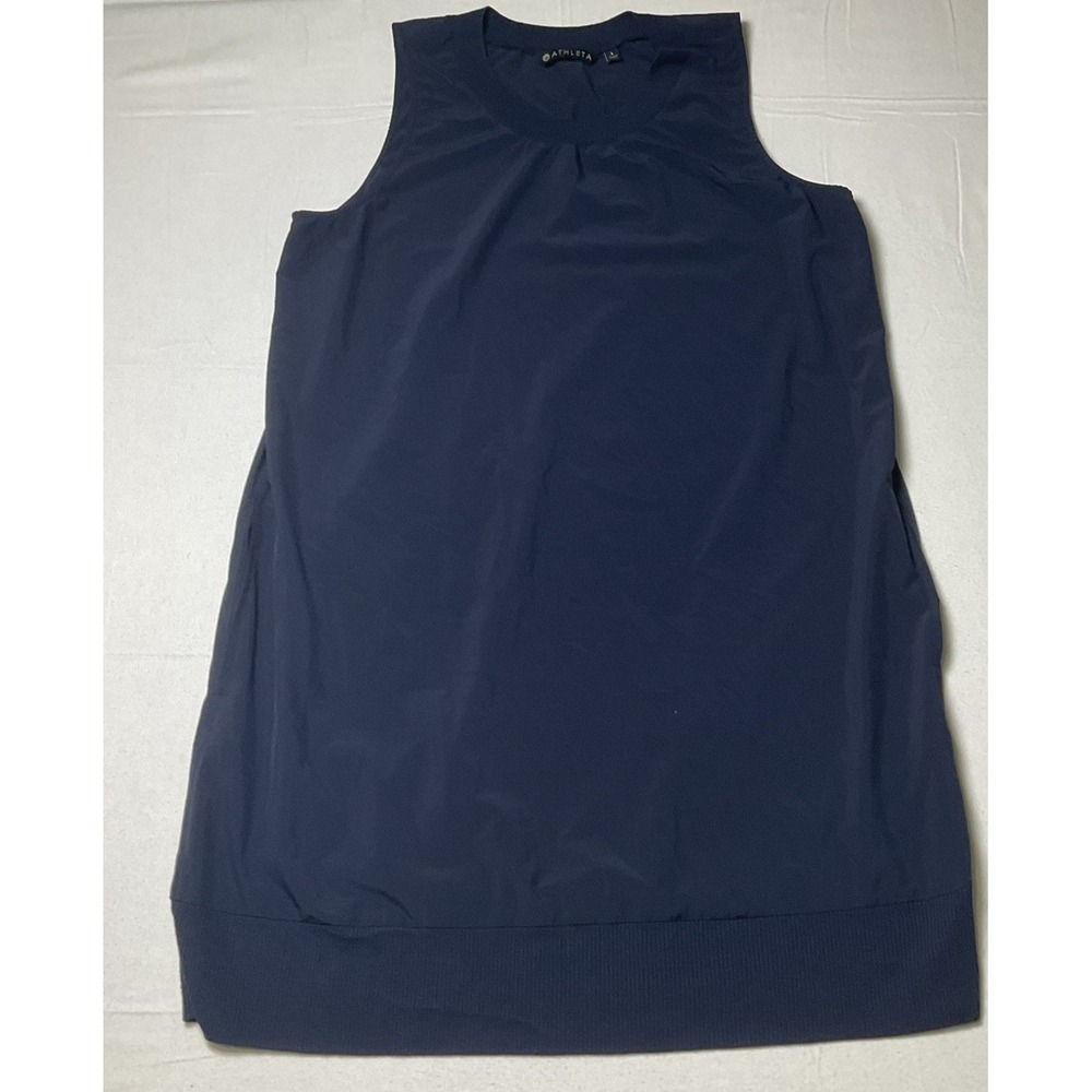 Athleta Navy Blue Zephyr Sleeveles Tank Mini Dress Women's Size L Athleisure 599